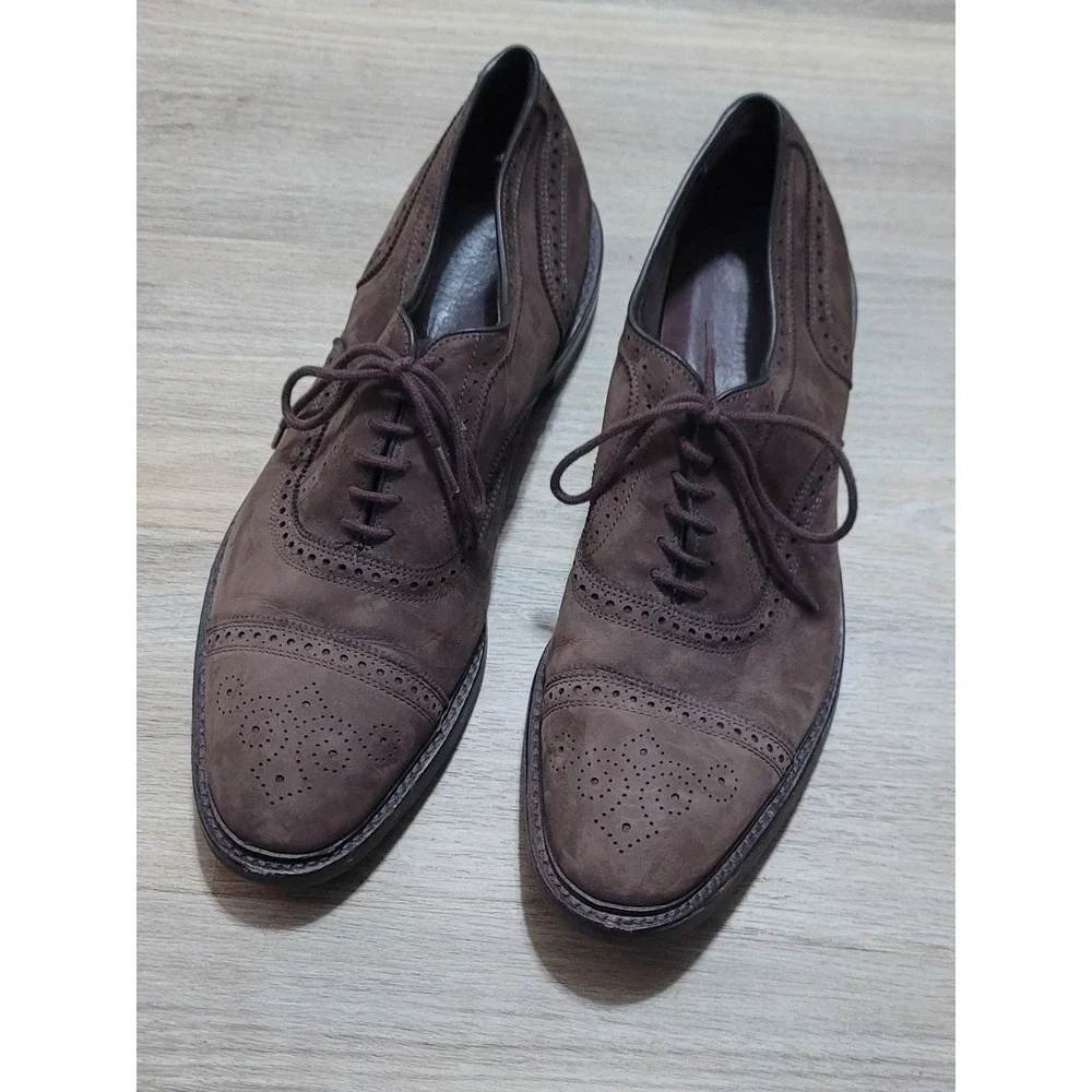 Allen Edmonds Men's Strandmok Brown Suede Waxed Cap-Toe Oxfords Size 12.5 E